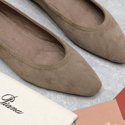 CLASSIC BALLET SHOES IN HEAVY BROWN SUEDUE