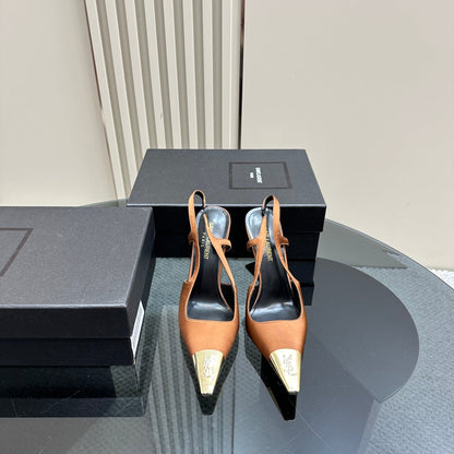 SL JEANNE SLINGBACK PUMPS TANGERINE SATIN