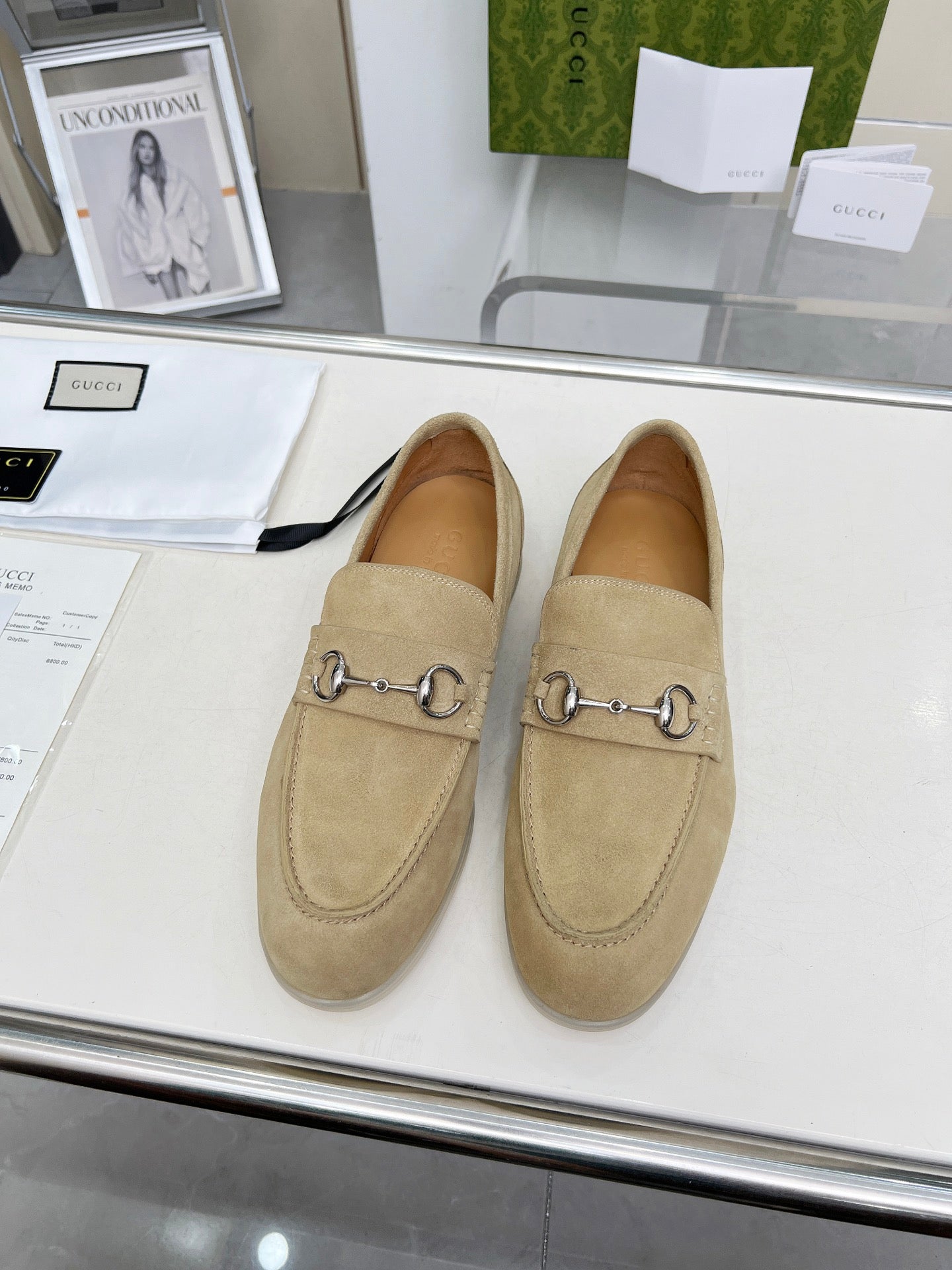 LOAFERS WITH SILVER HARDWARE IN BEIGE SUEDE