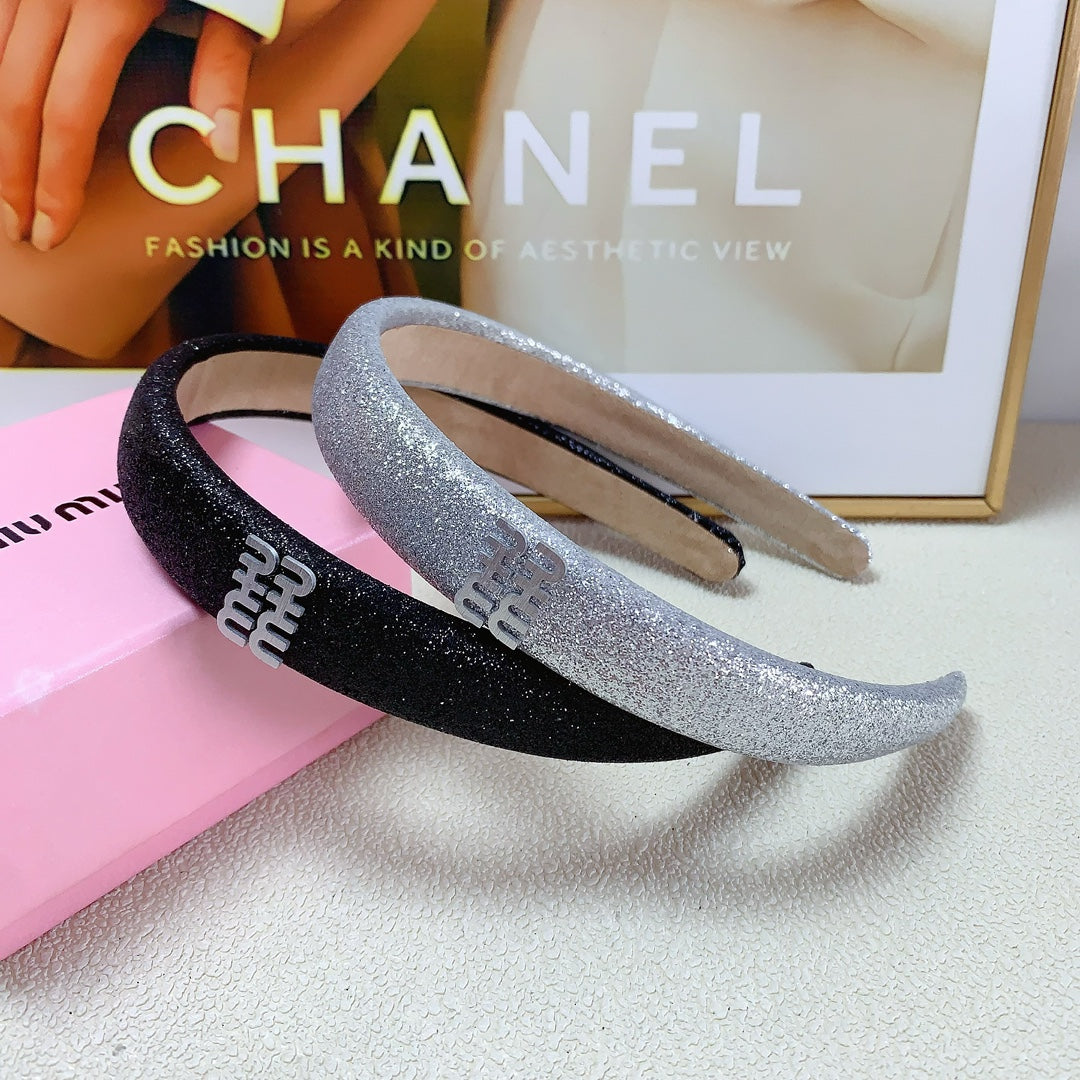 HEADBAND IN BLACK GLITTER FABRIC 174109