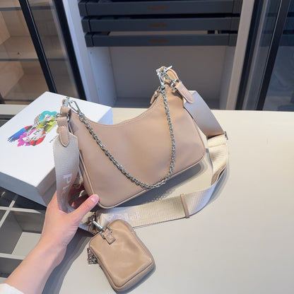 HOBO RE-EDITION MINI BAG 22 IN TAN BROWN RE-NYLON SILVER HARDWARE