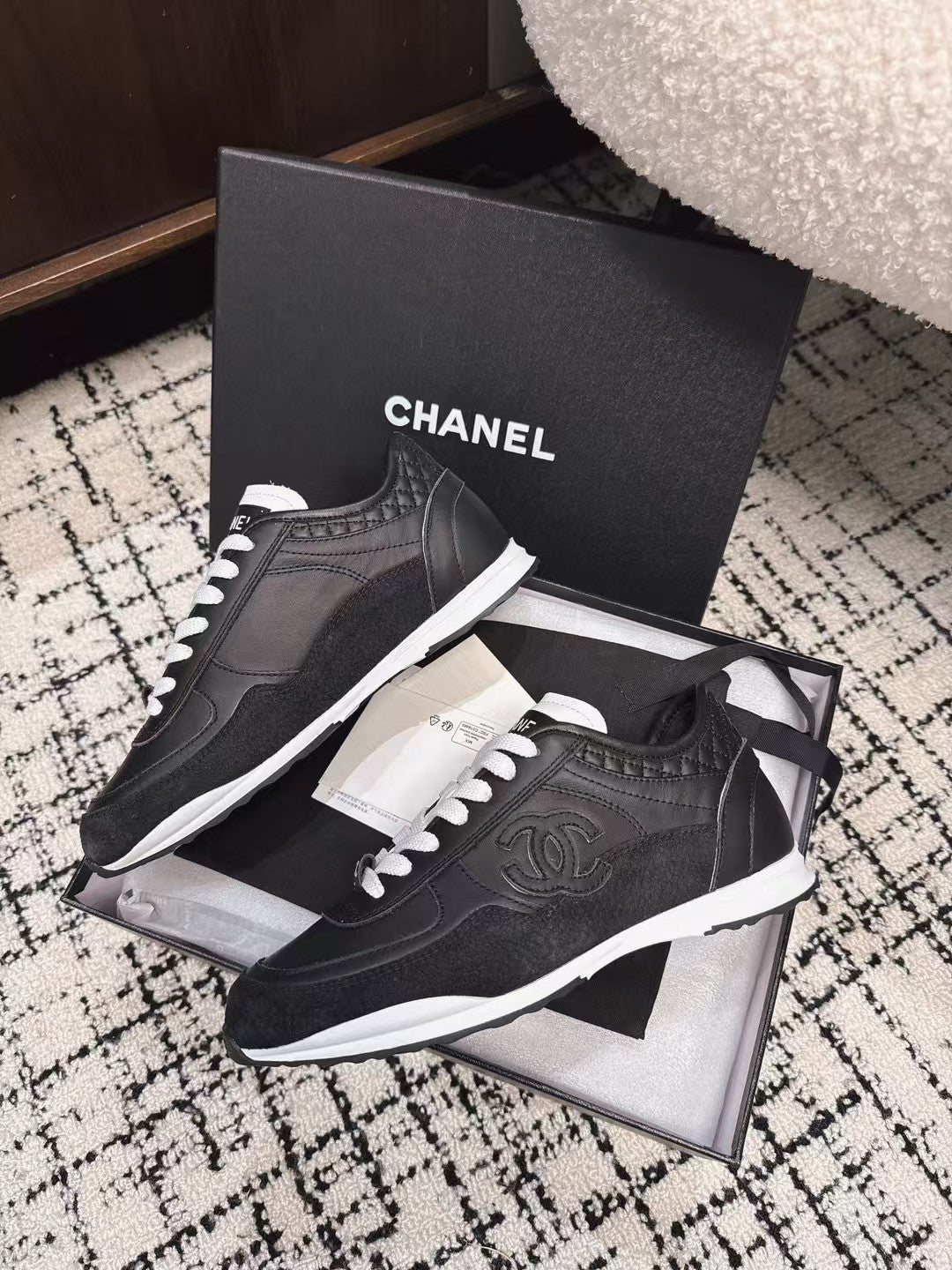 TRAINERS SNEAKER IN BLACK CALFSKIN AND SUEDE