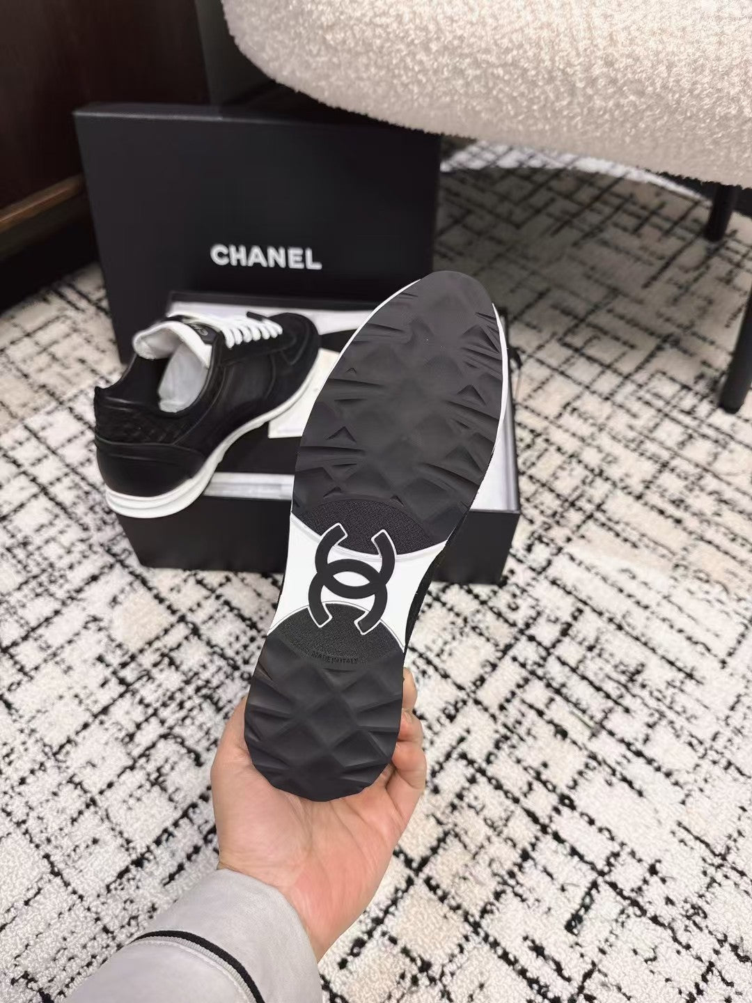 TRAINERS SNEAKER IN BLACK CALFSKIN AND SUEDE
