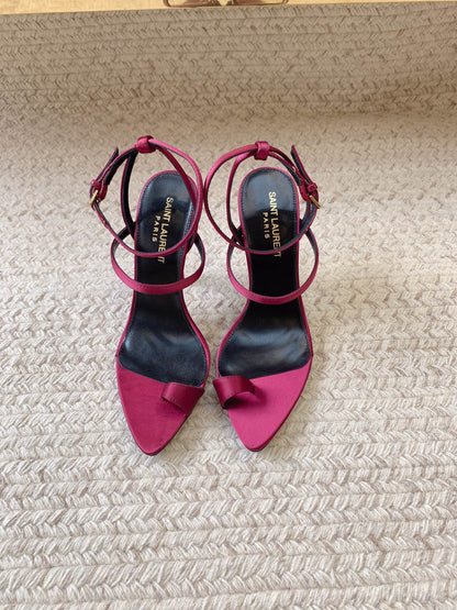 HIGH FLIP FLOPS SANDAL WITH STRAP IN HOT PINK SILK