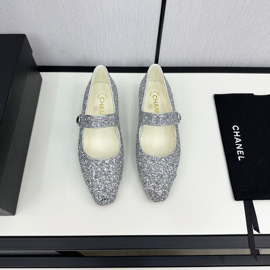 MARY JANE GLITTER SILVER CALFSKIN