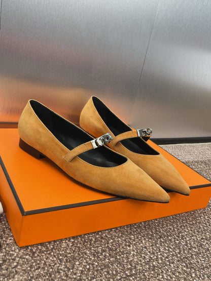 KIARA FLAT PUMP IN BRONZE BROWN SUEDE