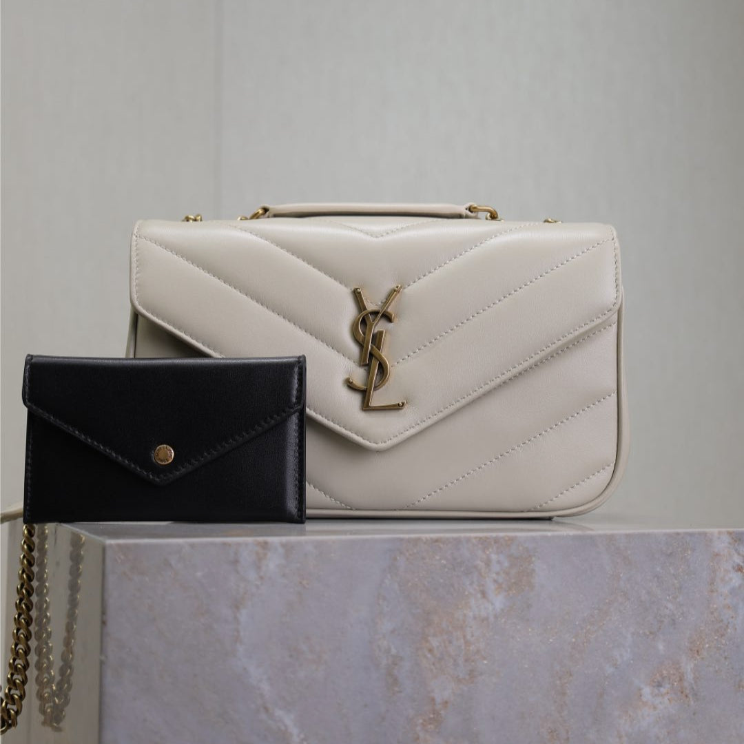 LOULOU SMALL 24 IN WHITE SHEEPSKIN GOLD HARDWARE