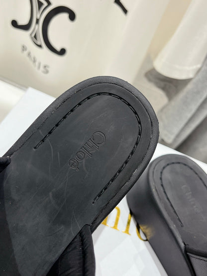 MILA PLATFORM 5 CM IN BLACK NYLON WITH EMBROIDERED LOGO