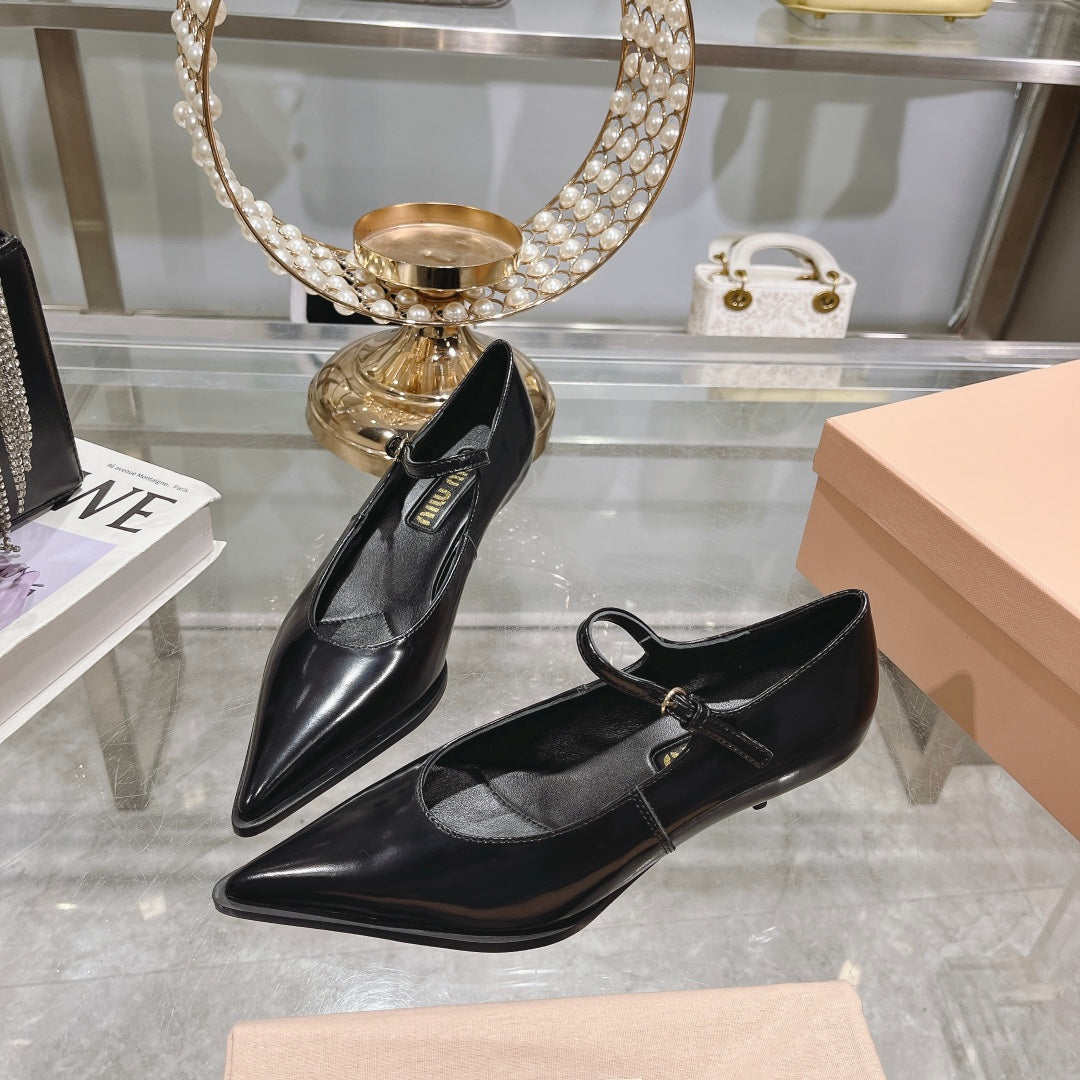 Slingback Shoes Black Beads