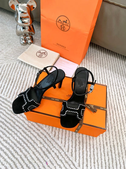 HIGH SANDAL 8.5 CM IN BLACK SUEDE