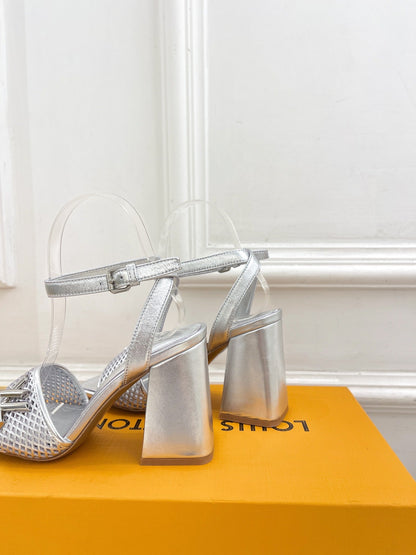 LV WOMEN HIGH SANDAL IN SILVER CALFSKIN