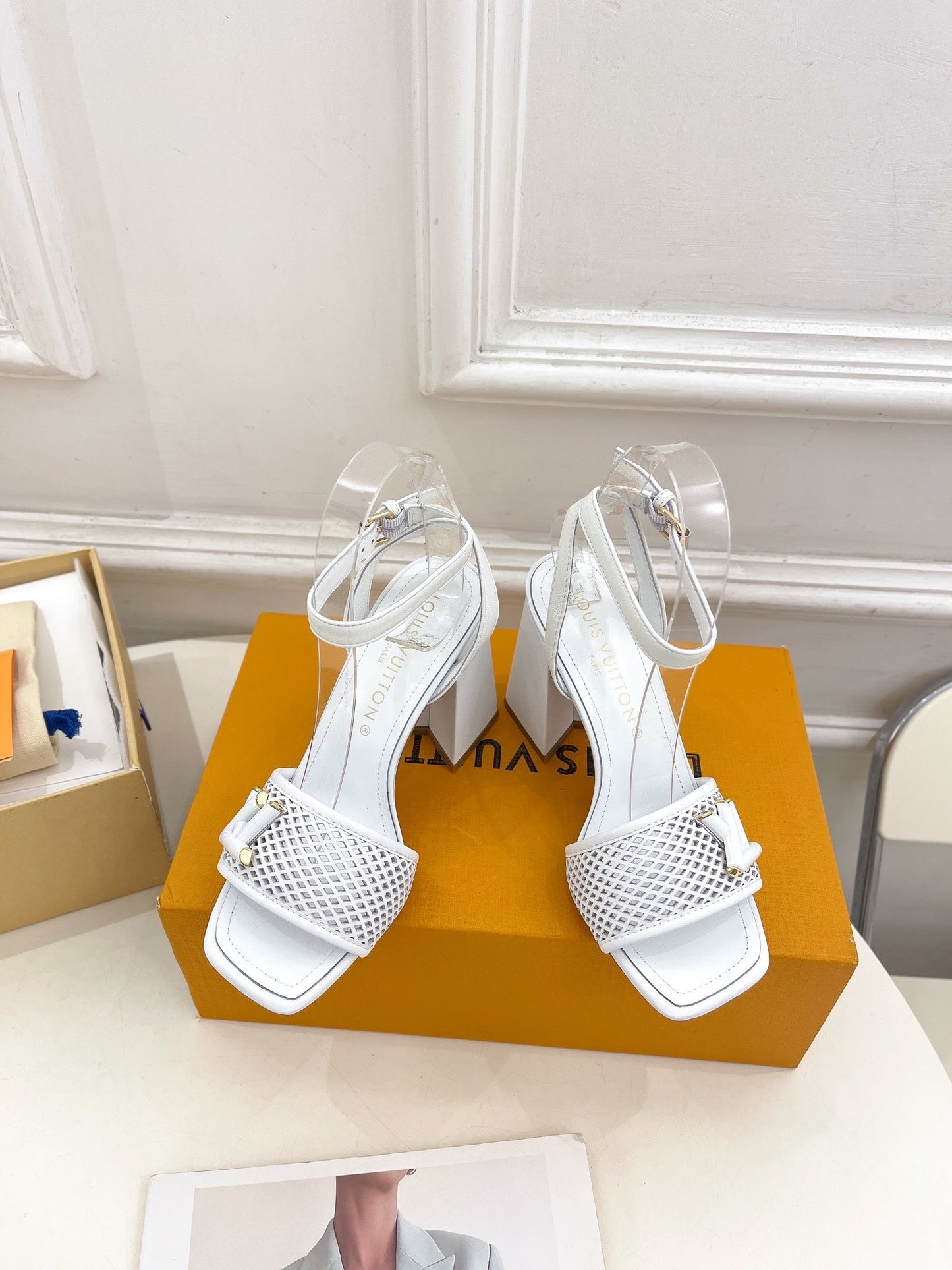 LV WOMEN HIGH SANDAL IN WHITE CALFSKIN