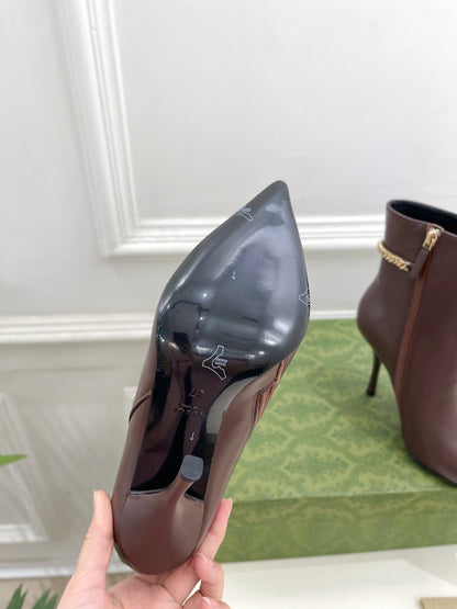 SIGNORIA SHORT BOOTS 10.5CM IN WALNUT BROWN CALFSKIN