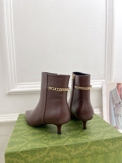 SIGNORIA SHORT BOOTS 4.5CM IN WALNUT BROWN CALFSKIN