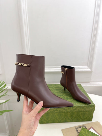 SIGNORIA SHORT BOOTS 4.5CM IN WALNUT BROWN CALFSKIN
