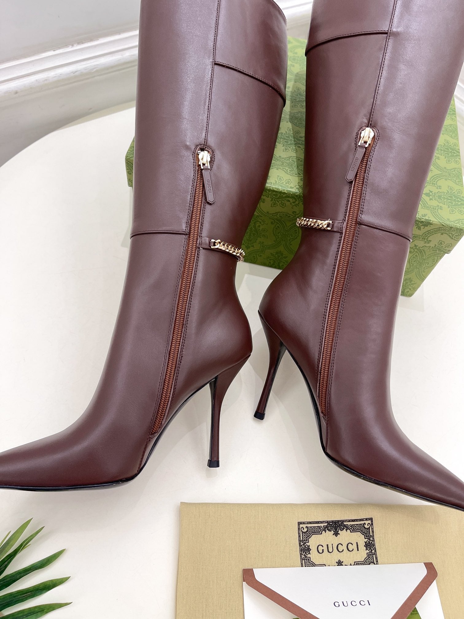 SIGNORIA KNEE BOOTS 4.5CM IN WALNUT BROWN CALFSKIN