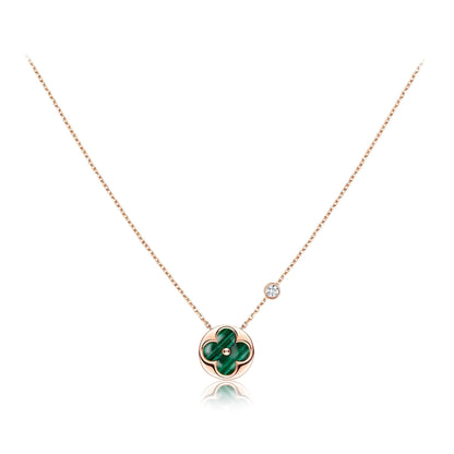 SUN PEDANT PINK GOLD 1 DIAMOND NECKLACE