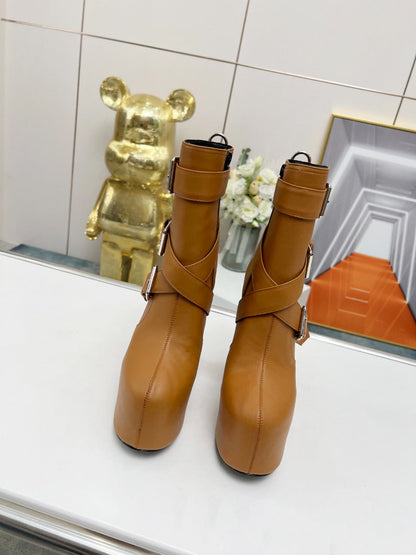 SL ANKLE BUCKLE BOOT PLATFORM SIENNA CALFSKIN