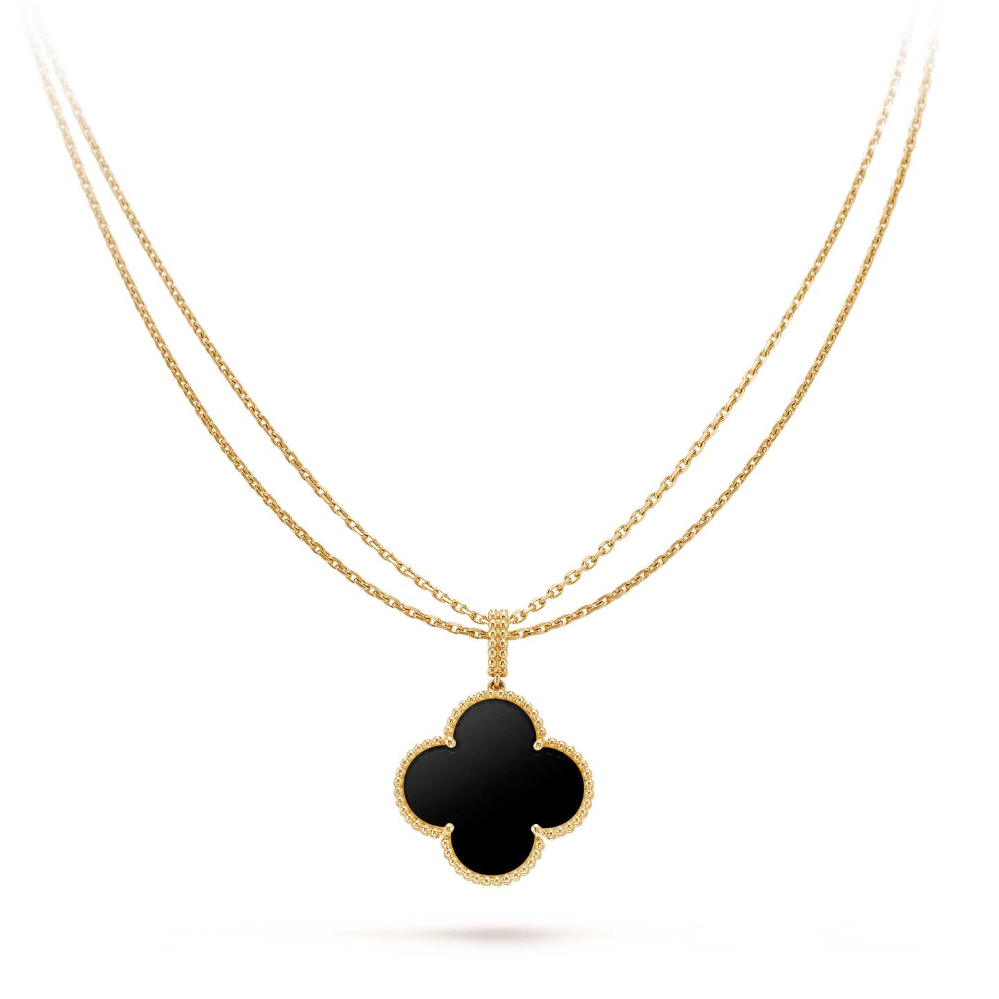 CLOVER GOLD ONYX BIG CLOVER NECKLACE