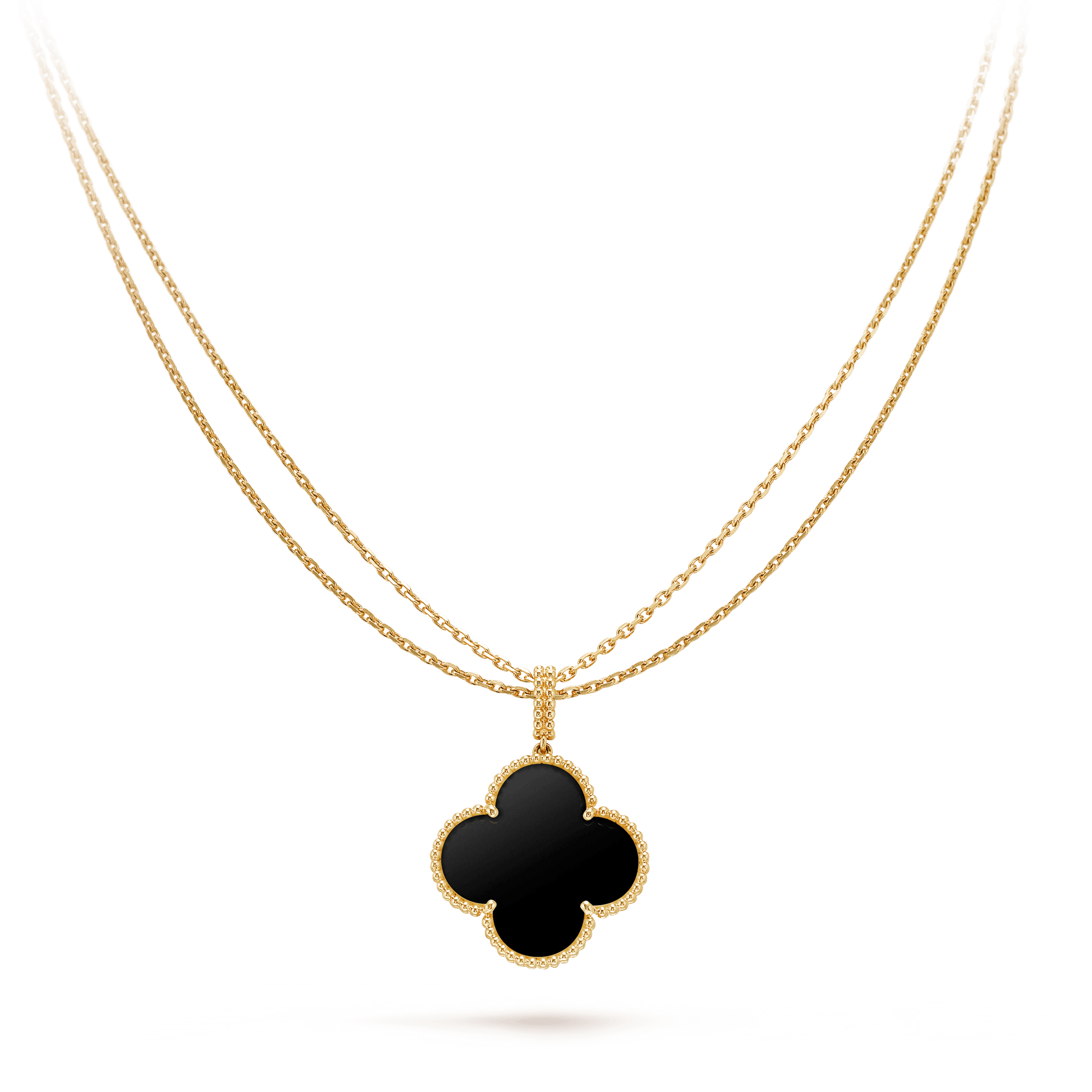 CLOVER GOLD ONYX BIG CLOVER NECKLACE