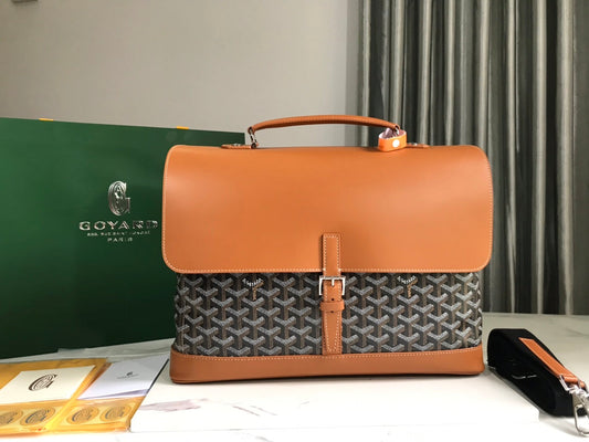 GOYARD CITADIN BAG 38CM BLACK AND TAN CANVAS